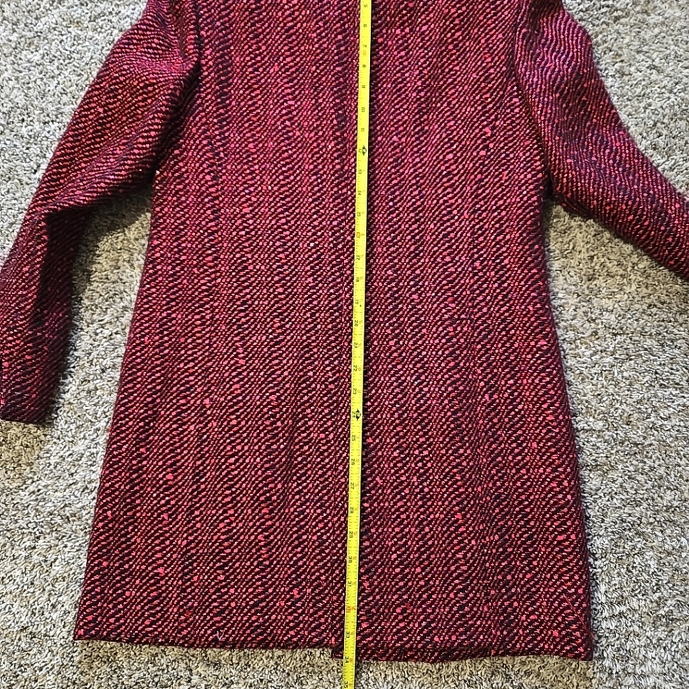 Doncaster Ladies Red And Black Wool Blend Tweed Mid Length Jacket Size 10 - Picture 9 of 11